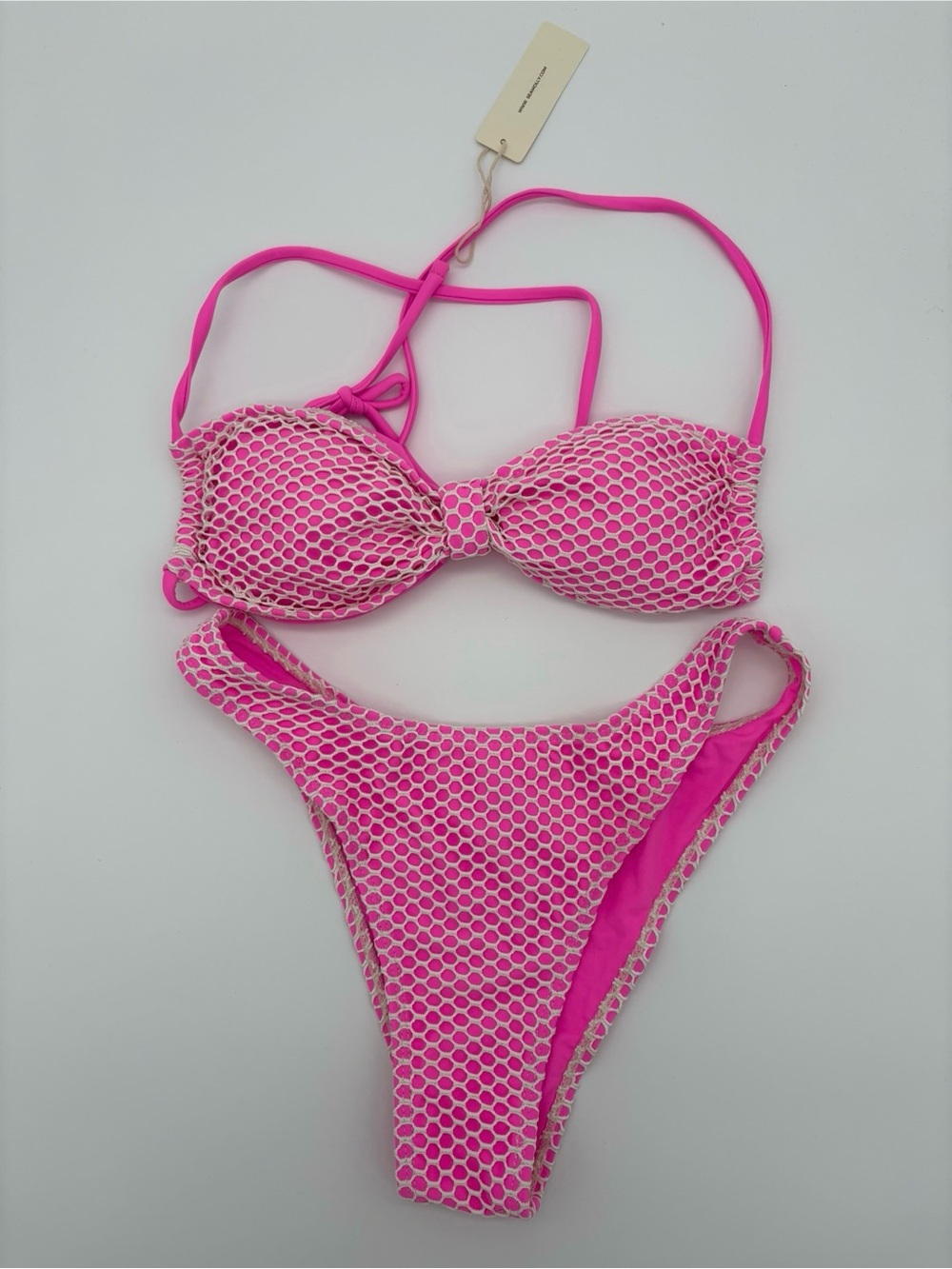 Hot Pink Fishnet Two-Piece Bikini NWT